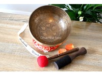 Full Tibetan Mantra Etched Singing Bowl with Mantra Mandala & Double Dorje (Multiple Sizes)