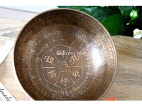 Full Tibetan Mantra Etched Singing Bowl with Mantra Mandala & Double Dorje (Multiple Sizes)