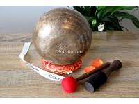 Full Tibetan Mantra Etched Singing Bowl with Mantra Mandala & Double Dorje (Multiple Sizes)