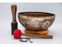 Saraswoti Tibetan Singing Bowl with Flower of Life, Seven Chakras & Seed of Life Design
