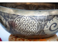 Saraswoti Tibetan Singing Bowl with Flower of Life, Seven Chakras & Seed of Life Design