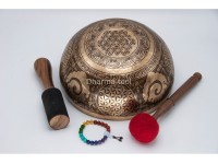 Saraswoti Tibetan Singing Bowl with Flower of Life, Seven Chakras & Seed of Life Design
