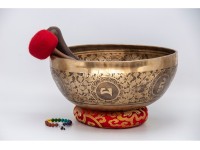 Premium Samantabhadra Yab-Yum Tibetan Singing Bowl with Tibetan Mantra & Lotus Mantra Mandala