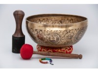 Premium Samantabhadra Yab-Yum Tibetan Singing Bowl with Tibetan Mantra & Lotus Mantra Mandala