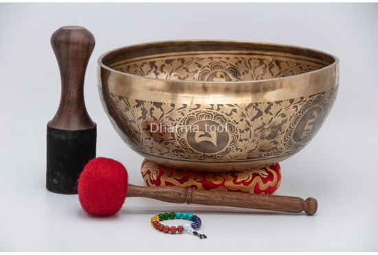 Premium Samantabhadra Yab-Yum Tibetan Singing Bowl with Tibetan Mantra & Lotus Mantra Mandala