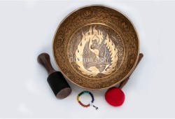 Premium Samantabhadra Yab-Yum Tibetan Singing Bowl with Tibetan Mantra & Lotus Mantra Mandala