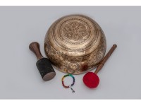 Premium Samantabhadra Yab-Yum Tibetan Singing Bowl with Tibetan Mantra & Lotus Mantra Mandala