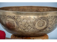 Premium Buddha Foot Tibetan Singing Bowl with Seven Chakra Symbols & Flower of Life