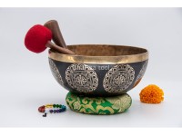 Shree Yantra Tibetan Singing Bowl with Golden Interior & Etched Sacred Geometry