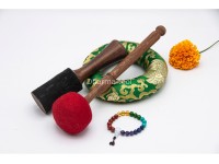 Shree Yantra Tibetan Singing Bowl with Golden Interior & Etched Sacred Geometry