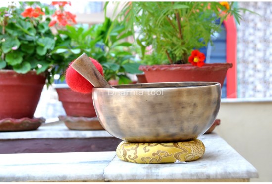 Green Tara Etched – Handmade Tibetan Singing Bowl (Multiple Size Options)