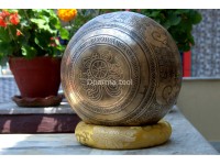 Eyes of Buddha Etched Tibetan Singing Bowl – Handmade with Tibetan Mantra & Dharma Chakra (Multiple Size Options)