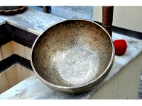 Tibetan Mantra & Endless Knot Etched Singing Bowl – Handmade Himalayan Bowl with Double Dorje (Multiple Size Options)