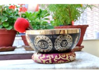 7 Chakra Symbols Etched Tibetan Singing Bowl – Multiple Size Options
