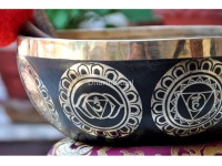7 Chakra Symbols Etched Tibetan Singing Bowl – Multiple Size Options