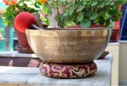 Tibetan Mantra & Endless Knot Etched Tibetan Singing Bowl – Tibetan Om Back (Multiple Size Options)
