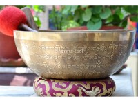 Tibetan Mantra & Endless Knot Etched Tibetan Singing Bowl – Tibetan Om Back (Multiple Size Options)