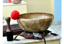 Large Buddha Etched Tibetan Singing Bowl with Eight Lucky Symbols – Multiple Large Size Options