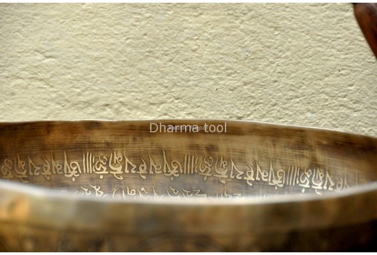 Large Buddha Etched Tibetan Singing Bowl with Eight Lucky Symbols – Multiple Large Size Options