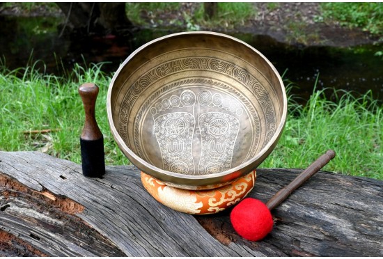 Large Buddha Foot Carved – Tibetan Singing Bowl – Multiple Size Option