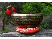Mantra Mandala Etched Tibetan Singing Bowl – Tibetan Mantra & OM Symbol – Multiple Size Option