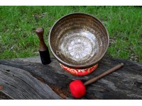 Mantra Mandala Etched Tibetan Singing Bowl – Tibetan Mantra & OM Symbol – Multiple Size Option