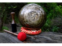 Mantra Mandala Etched Tibetan Singing Bowl – Tibetan Mantra & OM Symbol – Multiple Size Option