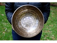 Mantra Mandala Etched Tibetan Singing Bowl – Tibetan Mantra & OM Symbol – Multiple Size Option