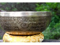 Lotus Mandala & Tibetan Mantra Etched Tibetan Singing Bowl – Multiple Size Option