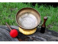 Lotus Mandala & Tibetan Mantra Etched Tibetan Singing Bowl – Multiple Size Option