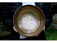Lotus Mandala & Tibetan Mantra Etched Tibetan Singing Bowl – Multiple Size Option