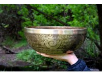Lotus Mandala & Tibetan Mantra Etched Tibetan Singing Bowl – Multiple Size Option