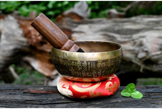 Mini Mantra Etched Tibetan Singing Bowl – 4-Inch Palm Size Meditation Bowl
