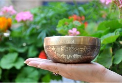 Mini Mantra Etched Tibetan Singing Bowl – 4-Inch Palm Size Meditation Bowl