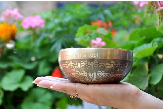 Mini Mantra Etched Tibetan Singing Bowl – 4-Inch Palm Size Meditation Bowl