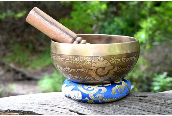 Palm Size Mantra-Carved Tibetan Singing Bowl – Multiple Size Options (5 & 6 Inches)