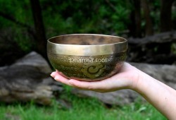 Palm Size Mantra-Carved Tibetan Singing Bowl – Multiple Size Options (5 & 6 Inches)