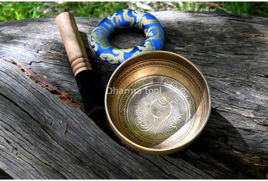 Palm Size Mantra-Carved Tibetan Singing Bowl – Multiple Size Options (5 & 6 Inches)
