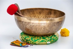 Large Tibetan Endless Knot Singing Bowl with Eight Lucky Symbols – Multiple Large Size Options