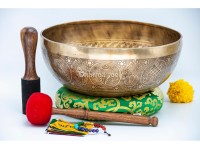 Large Tibetan Endless Knot Singing Bowl with Eight Lucky Symbols – Multiple Large Size Options
