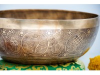 Large Tibetan Endless Knot Singing Bowl with Eight Lucky Symbols – Multiple Large Size Options