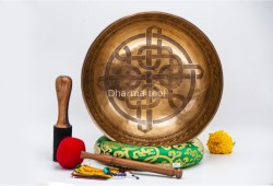 Large Tibetan Endless Knot Singing Bowl with Eight Lucky Symbols – Multiple Large Size Options