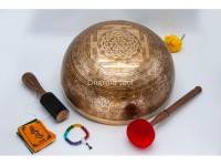 Large Tibetan Endless Knot Singing Bowl with Eight Lucky Symbols – Multiple Large Size Options