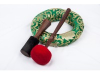 Large Tibetan Singing Bowl with Jungle Yogi, Eight Lucky Symbols & Double Dorje Symbol