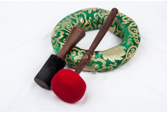 Large Tibetan Singing Bowl with Jungle Yogi, Eight Lucky Symbols & Double Dorje Symbol