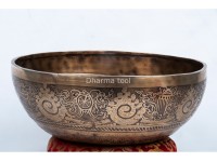 Large Tibetan Singing Bowl with Tibetan Mandala, Hindu Om & Eight Auspicious Symbols