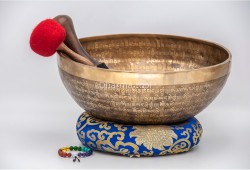Large Buddha Foot Tibetan Singing Bowl with Tibetan Mantra & Tibetan Om Design