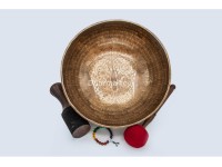 Large Buddha Foot Tibetan Singing Bowl with Tibetan Mantra & Tibetan Om Design