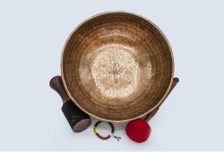 Large Buddha Foot Tibetan Singing Bowl with Tibetan Mantra & Tibetan Om Design
