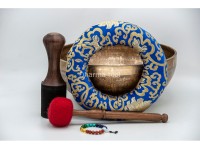 Large Buddha Foot Tibetan Singing Bowl with Tibetan Mantra & Tibetan Om Design